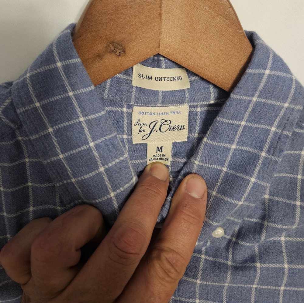J. Crew Blue Checkered Men's Shirt Long Sleeve - Picture 2 of 2